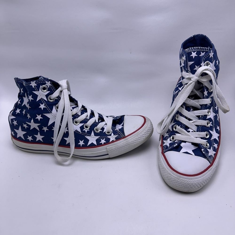 Converse Chuck Taylor‎ All Star High Top Navy White Star Print Shoes M6.5/W 8.5